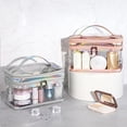 thumbnail image 5 of Yoofe Large Clear Makeup Bag Zipper Transparent Portable Travel Toiletry Beauty and Personal Care Crazy Train 2x Leather Toiletry Bag Women Makeup organizer Tray with Dividers Clear Makeup Holder, 5 of 8