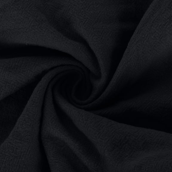 UPPADA Womens Crewneck Cotton Linen Dress Puff Short Sleeve Midi Dress Casual Empire Waist Swing Dress Lightweight Flowy Dress,Black Dress L
