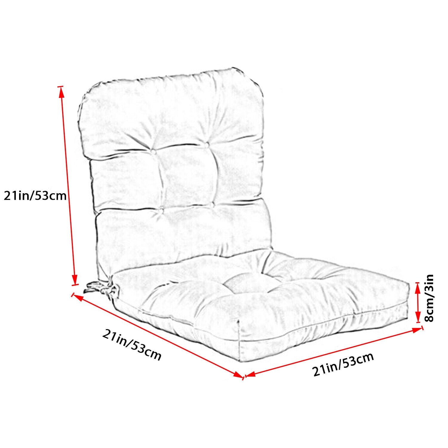 TOPCHANCES Tufted Outdoor/Indoor Seat/Back Chair Cushion, Waterproof Non-slip Anti-fading Deep Seat Chair Cushions, Outdoor Dining Chair Cushion for Patio Furniture