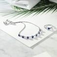 thumbnail image 3 of Gem Stone King 925 Sterling Silver Blue Created Sapphire Ring and Bracelet Jewelry Set for Women | 3.12 Cttw | Gemstone September Birthstone | Heart Shape 4MM | Round 4.5MM | Size 7, 3 of 3