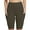 Olive Green, variant on Charmo Womens High Waisted Biker Yoga Shorts Knee Length Athletic Shorts with Pockets