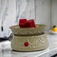 thumbnail image 2 of Electric Ceramic Wax Cube and Candle Warmer - Cream & White Engraved Design, 2 of 7