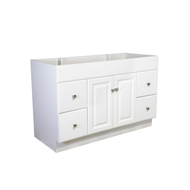 Design House Wyndham 48 inch Unassembled 2-Door 4-Drawer Bathroom Vanity Without Top in White ...