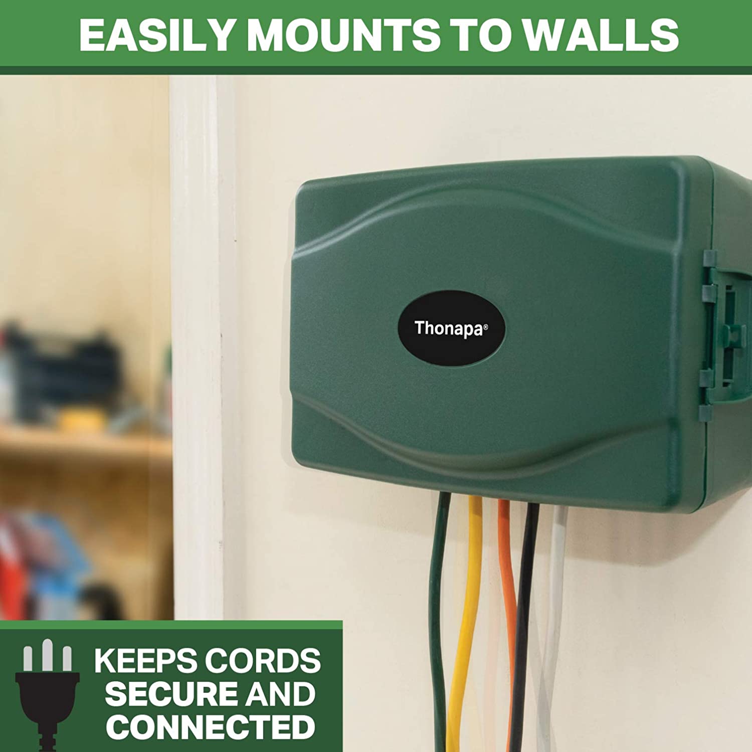 Waterproof Extension Cord Connection Box - Green Weatherproof Outdoor Box for Electrical Connections