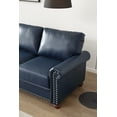 thumbnail image 4 of 2-Seater Sofa, Upholstered PU Leather Loveseat Sofa Chair with Storage Drawer, Wood Legs, Large Back, Nail Decoration, Modern Accent Sofa Couch for Living Room, Guest Room, Navy Blue, 4 of 8
