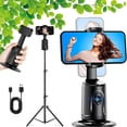 thumbnail image 1 of Hassignment Smart AI Tracking Phone Tripod, Auto 360° Rotation with Remote and Gesture Control, No App for iPhone Android Vlog, 1 of 10