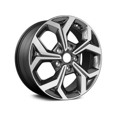 Aluminum Wheel - 16 x 6.5 Inch - 5-Spoke - Machined Dark Charcoal - Compatible with 2019 - 2021 Kia Forte 2020