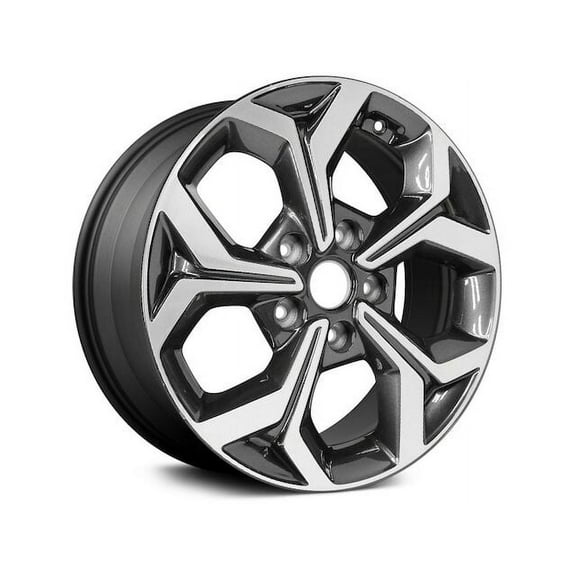 Aluminum Wheel - 16 x 6.5 Inch - 5-Spoke - Machined Dark Charcoal - Compatible with 2019 - 2021 Kia Forte 2020