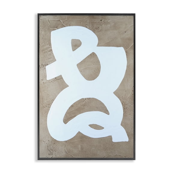 Stupell Industries Curving Form over Beige Abstract Painting Black Framed Art Print Wall Art, 12 x 18