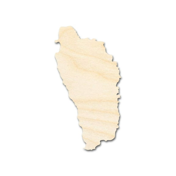 Unfinished Wood Dominica Country Shape - Caribbean Craft - up to 46" DIY 5" / 1/8"