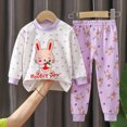thumbnail image 2 of TOWED22 Infant Girl Cute Clothing Fall Winter Clothing Set 2 Piece Print Long Sleeve Soft Top and Relaxed Joggers Clothes(Light Purple,3-4 Y), 2 of 4