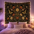 thumbnail image 2 of Golden Butterflies in Amber Flower Garden, Serene Vintage Style for Butterfly Lovers, Botanical Wall Art, Housewarming Gift, Tapestry Wall Hanging for Bedroom and Living Room, 2 of 7