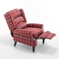 thumbnail image 3 of Upholstered Wingback Recliner Chair, Plaid Recliner Chair Armchair Adjustable Footrest Push Back Reclining Sofa, Mid Century Modern Lounge Armchair for Living Room, Bedroom, Reading -- Blue, 3 of 5