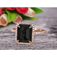 thumbnail image 1 of Flaming Emerald Cut 1.75 Carat Black Diamond Moissanite Engagement Ring Wedding Ring Solid 10k Rose Gold Promise Ring Custom Made Sparkling Jewelry Halo Art Deco, 1 of 6
