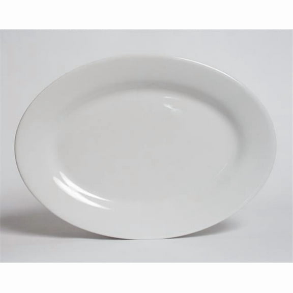 Tuxton China ALH-116 Alaska 11.75 in. x 8.5 in. Oval Platter - Porcelain White - 1 Dozen