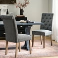 thumbnail image 3 of 2pcs Modern Dining Chairs - Rollback, Weathered Wood Legs, Charcoal Fabric Upholstery, 28.72"w X 28.72"d 41.09"h 2 Chair Contemporary Style, Diamond Stitch, Wood, Seat, 17.12"w, 3 of 6