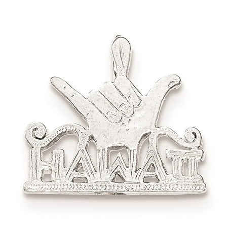 925 Sterling Silver Polished Hawaii Hang Ten Hand Sign Chain Slide Flat-back