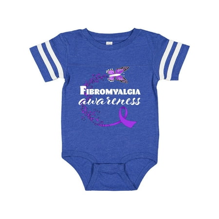 

Inktastic Fibromyalgia Awareness butterfly ribbon Gift Baby Boy or Baby Girl Bodysuit