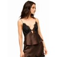 thumbnail image 5 of Women Polka Dot Print Tank Top Lace Trim Bralette Spaghetti Strap Y2k Camisole Chestnut Color XS, 5 of 9