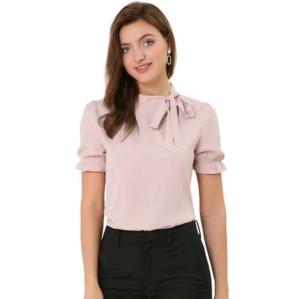 Top Elegante De BluDe ManCorDe OficiDe Las Camisas Del Cuello De PajariDe Las Mujeres RoL