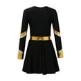 thumbnail image 3 of TTAO Girls Cheer Leader Sparkly Long Sleeve Cheerleading Dance Dress Uniform for Musical Festival Black 6, 3 of 7