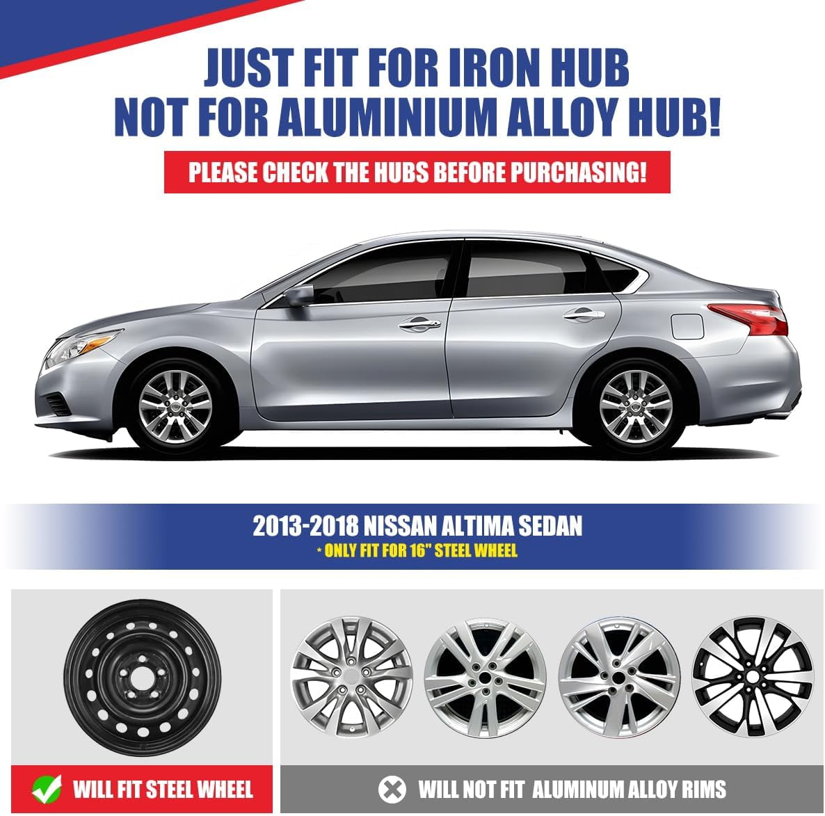 (Set of 4)16 inch Hubcaps for Nissan Altima Sedan 2013-2018,Wheel Rim Hub Cap Replacement,PP Material,Lacquer