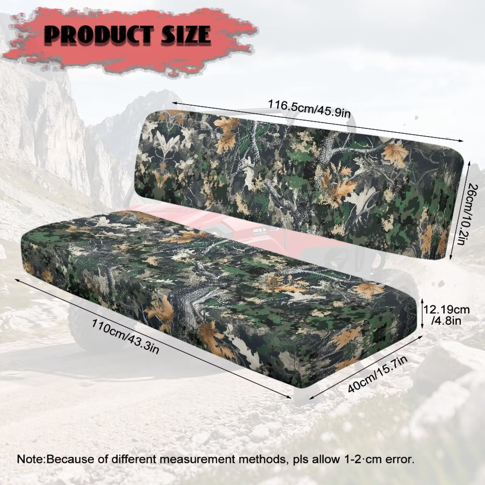 XYZCANDO Green Camo Forests UTV Seat Covers for Kawasaki Mule 3000 2 Pieces UTV Seats Cover Accessory Part Mule Accessory Parts Replacement Bench Seat Covers Full Protection