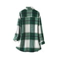 thumbnail image 6 of Seyurigaoka Women's Lapel Plaid Shirts Jacket Winter Autumn Casual Long Sleeve Button Down Loose Shacket Coat, 6 of 7