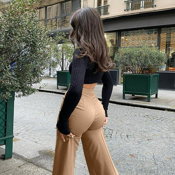 Womens Pants Casual Fit Straight Leg Suit Pant Solid Color Office Business  Work Cargo Pants