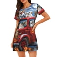 thumbnail image 1 of Balery Halloween Pets Pumpkins Camisón de manga corta con cuello redondo para mujer, cómodo y elegante., 1 of 6