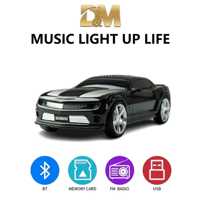 Bocina inalámbrica Forma Carro Con Luz USB BOCINA Bluetooth Color Negro Conexión Bluetooth Con Radio Para fiesta y viaje fashion