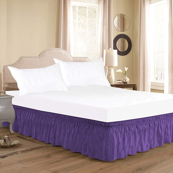D.N.G. BEDDINGS 1 Piece Wrap Around Bed Skirt, 24 Inch Deep Pocket, 800 Thread Cotton 100% Egyptian Cotton, Twin Size (39" x 75") Inch, Solid Purple