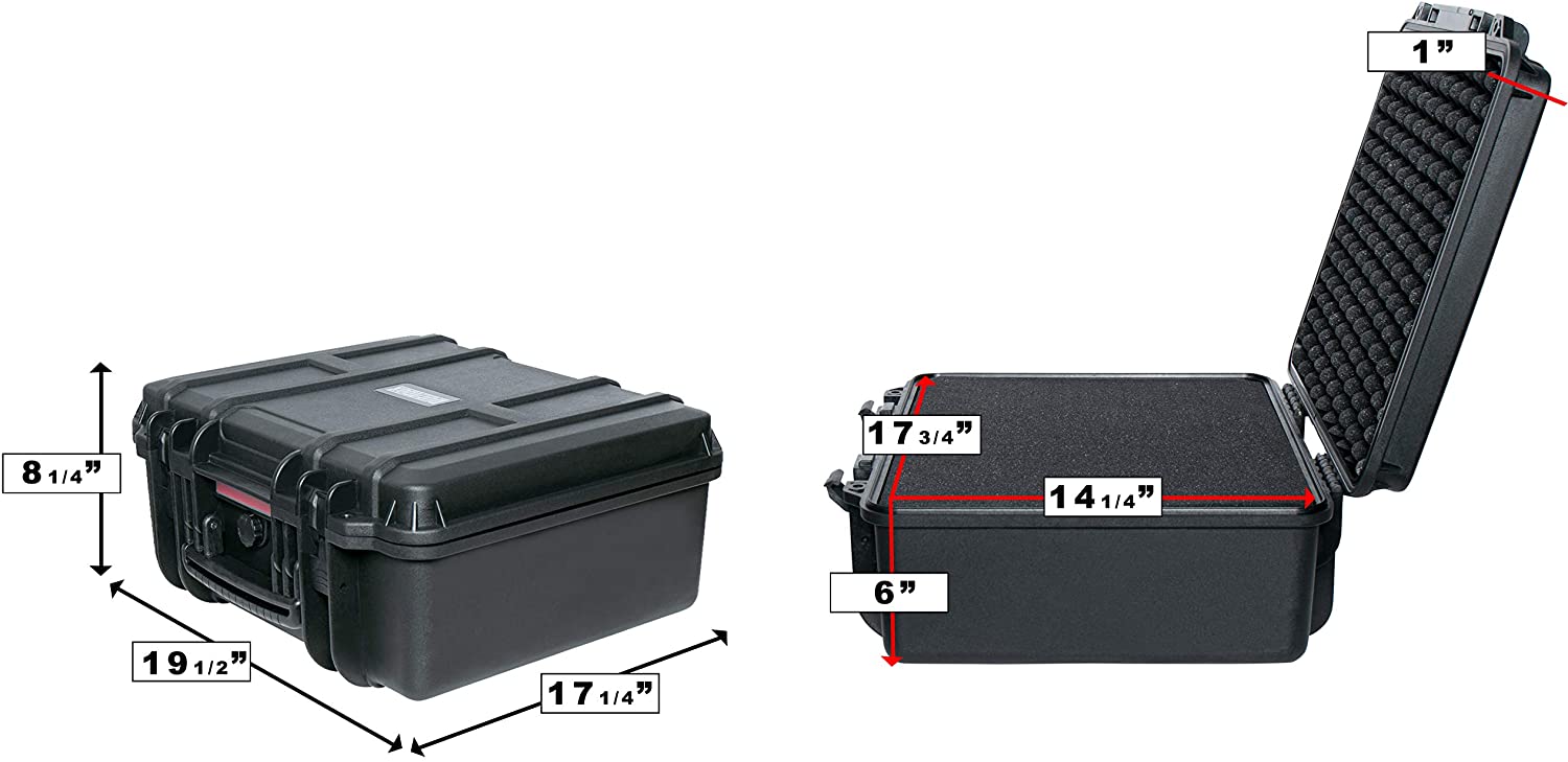 Durabox Waterproof Hardshell 19.5" L Firearm Travel Carrying Case, Medium 17" W x 9" H