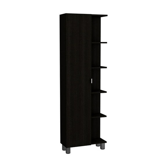 Tuhome Furniture Urano 62" Linen Cabinet with Open Storage in Black