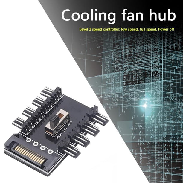Splitter Cooling Fan Hub PC SATA 1 a 8 3Pin 12V Toma de corriente Adaptador PCB Kuymtek Para estrenar
