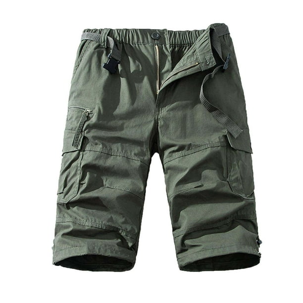 Multi Bolsillo Cargo Pantalones para Hombres Estiramiento Casual Cordón Clásico Pantalones Cortos de Verano con Bolsillos Múltiples, Pantalones Cortos de Cintura Elástica