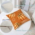 thumbnail image 4 of Fall Throw Pillow Covers 18x18 Set of 4 Thanksgiving Pumpkin Pillow Covers Orange Plaid Autumn Pillow Case Maple Leaves Cushion Covers Outdoor Sofa Couch Home Decorations 18 Inch, 4 of 5