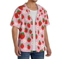 thumbnail image 2 of Uemuo Hand Drawn Strawberry Pattern Cotton Linen Short Sleeve Shirts,Casual Lightweight Button Down Shirts,Vacation Beach Summer Tops-, 2 of 7