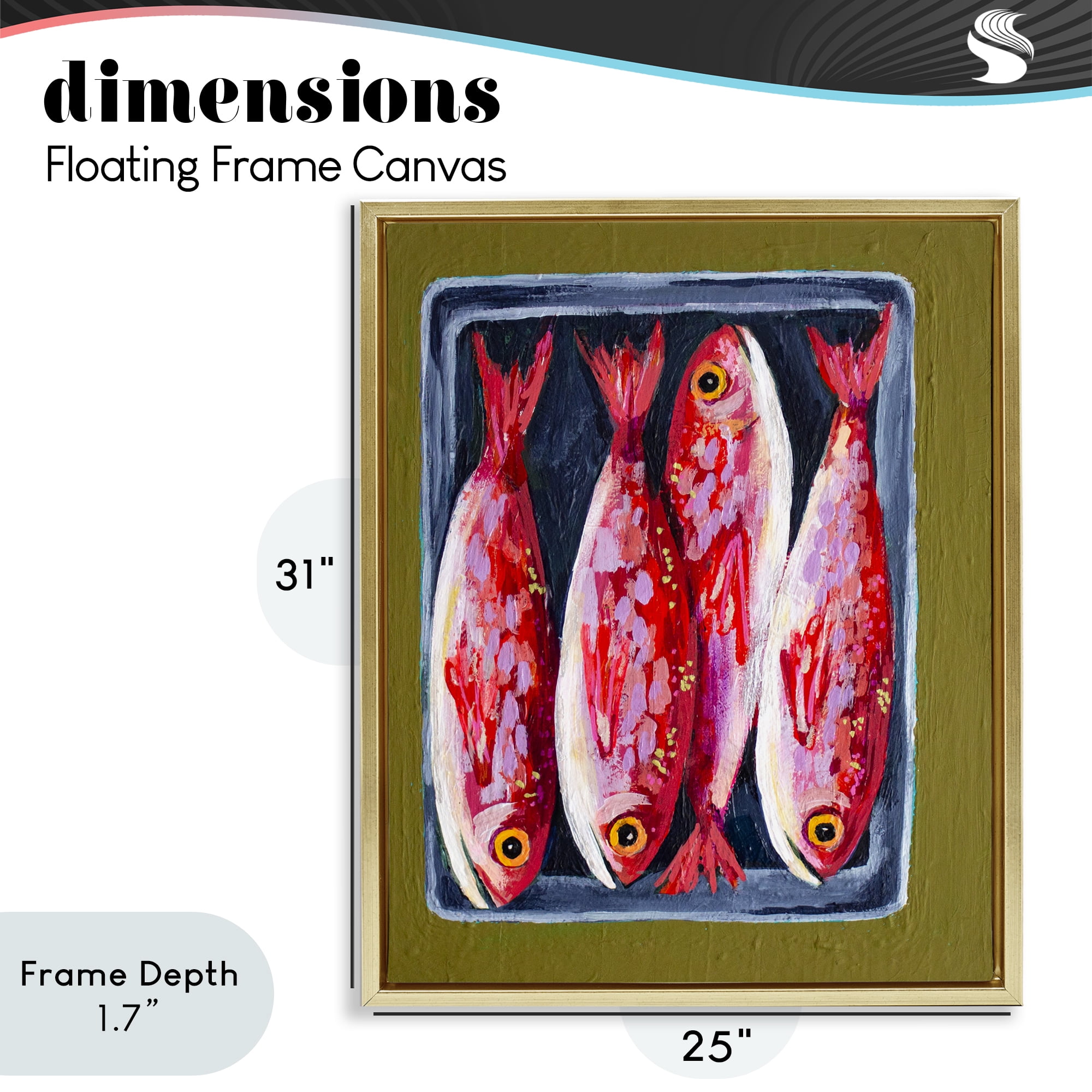 Stupell Industries Red Fish on a Platter Gold Framed Floater Canvas Wall Art, design by Rachel Nerney