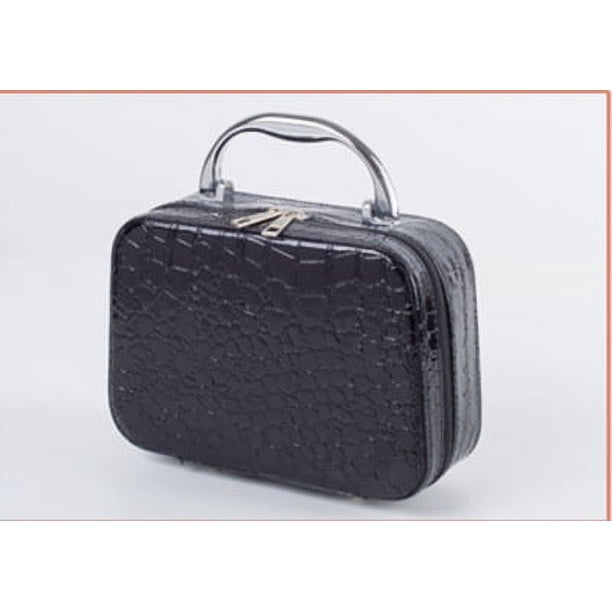 Estuche de maquillaje con diseño de piedras de estilo coreano con espejo, bolsa de almacenamiento portátil para mujer, bolsa de maquillaje con cremallera cuadrada