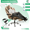 thumbnail image 3 of VBELL Silla Ergonómica Oficina Caqui Cuero Sintético Masaje USB Reposapiés Reclinable, 3 of 6