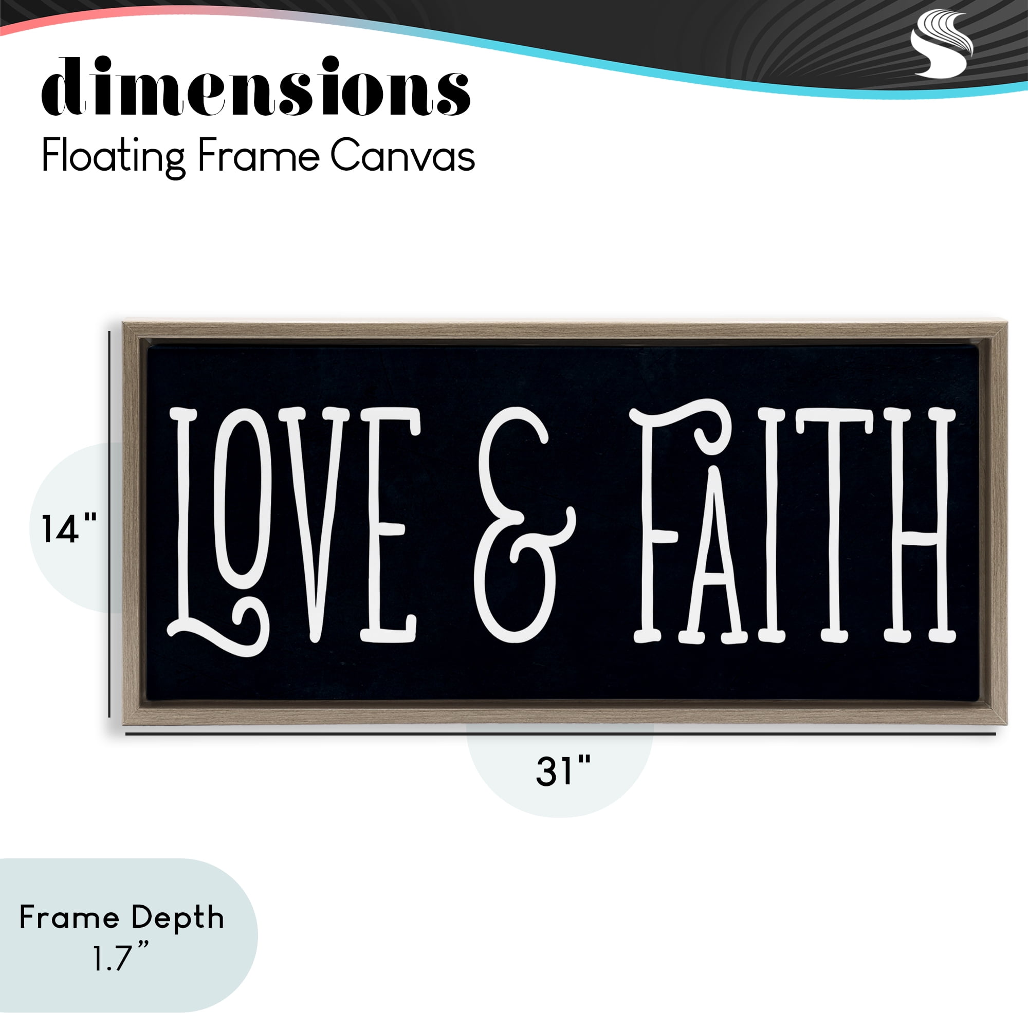 Stupell Industries Love & Faith on Black Brown Framed Floater Canvas Wall Art, design by SD Graphics Studio
