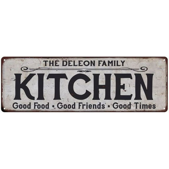 THE DELEON FAMILY KITCHEN Gift Chic Metal Sign 6x18 206180039461