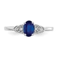 thumbnail image 5 of 14K White Gold Ring Band with Stones (09) September Sapphire Oval Blue Diamond Round, Size 9, 5 of 5