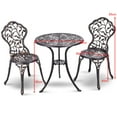 thumbnail image 2 of Costway Outdoor Patio Furniture leaf Design Cast Aluminum Bistro Set Antique Copper, 2 of 8