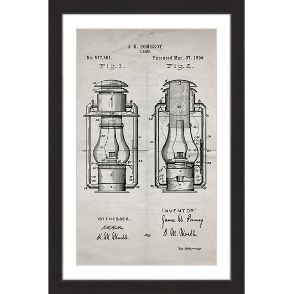 "Lantern 1894 Old Paper" Framed Painting Print