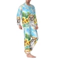 thumbnail image 2 of Naloa French Bulldog Sunflowers Bubbles Men’s Pajamas Set - Long Sleeve Button Down Sleep Shirt and Pajama Bottoms Sleepwear Set-XX-Large, 2 of 7