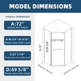 thumbnail image 2 of 36" W x 72" H Neo-Angle Frameless Shower Door,Corner Shower Enclosure 304 Stainless Steel Handle,Pivot Shower Door with 1/4 in(6mm) Thick Tempered Clear Glass (Shower Base Not Included) Chrome, 2 of 7