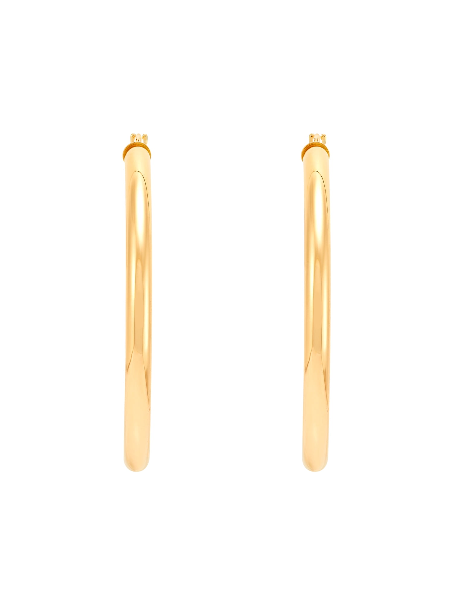 Brilliance Fine Jewelry 10K Yellow Gold 3MM x 40MM Hollow Round Hoop Earrings