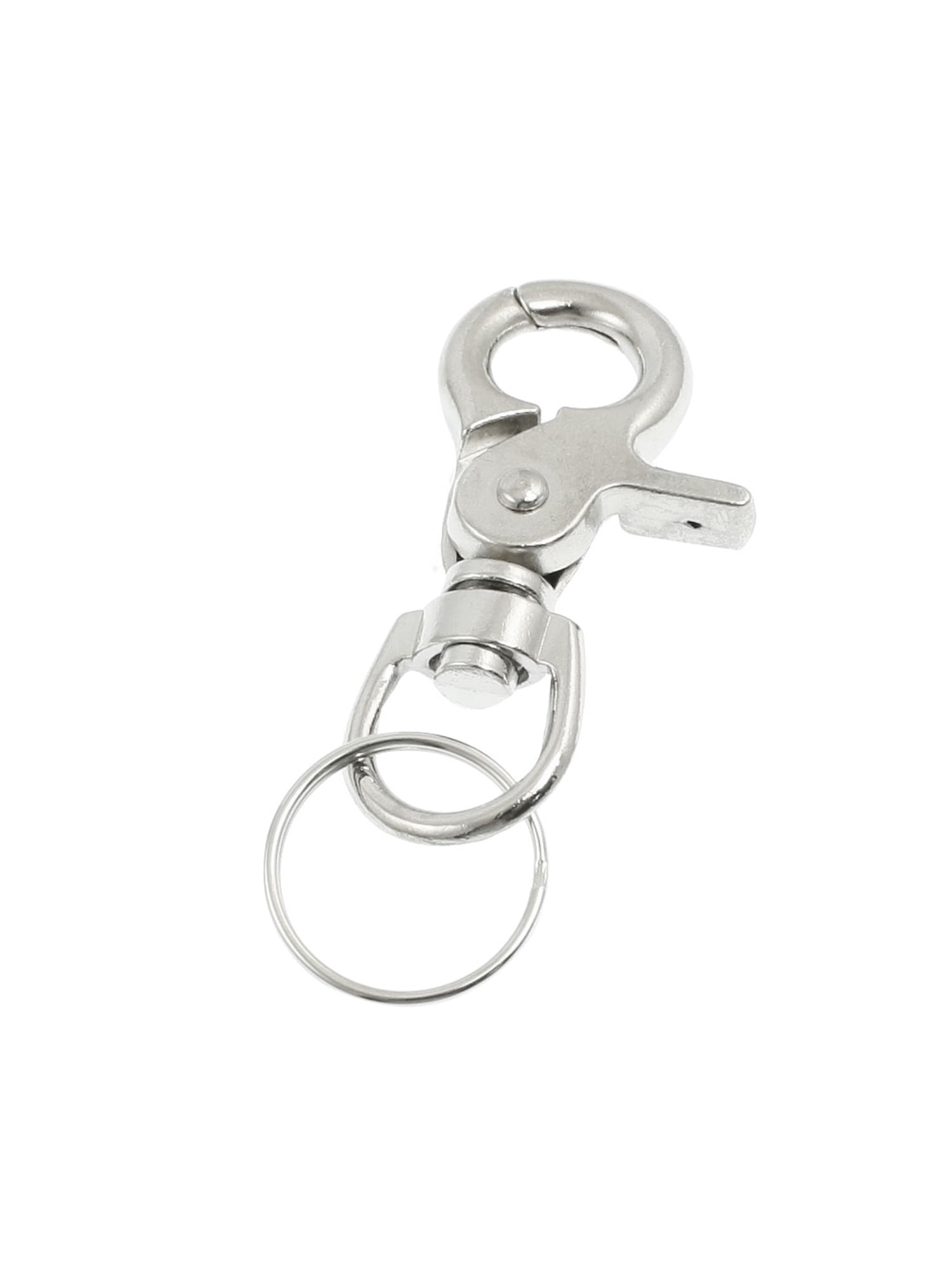 Key Ring SILVER Metal Crafts Purses Belts 2 Sturdy Lobster Scissor Clasp Claw 